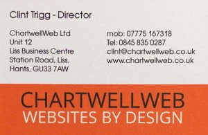 new business card fro chartwellweb from moo.com